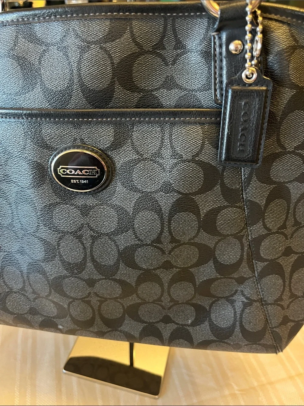 Coach Gray/Black Signature Tote